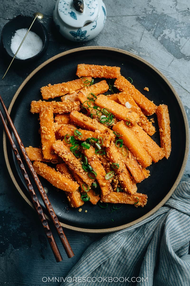 Chinese fried pumpkin with salted duck egg