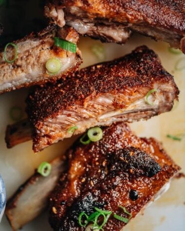 Tender, juicy Chinese pork ribs with spicy dry rub