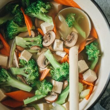 Chinese vegetable soup in a pot