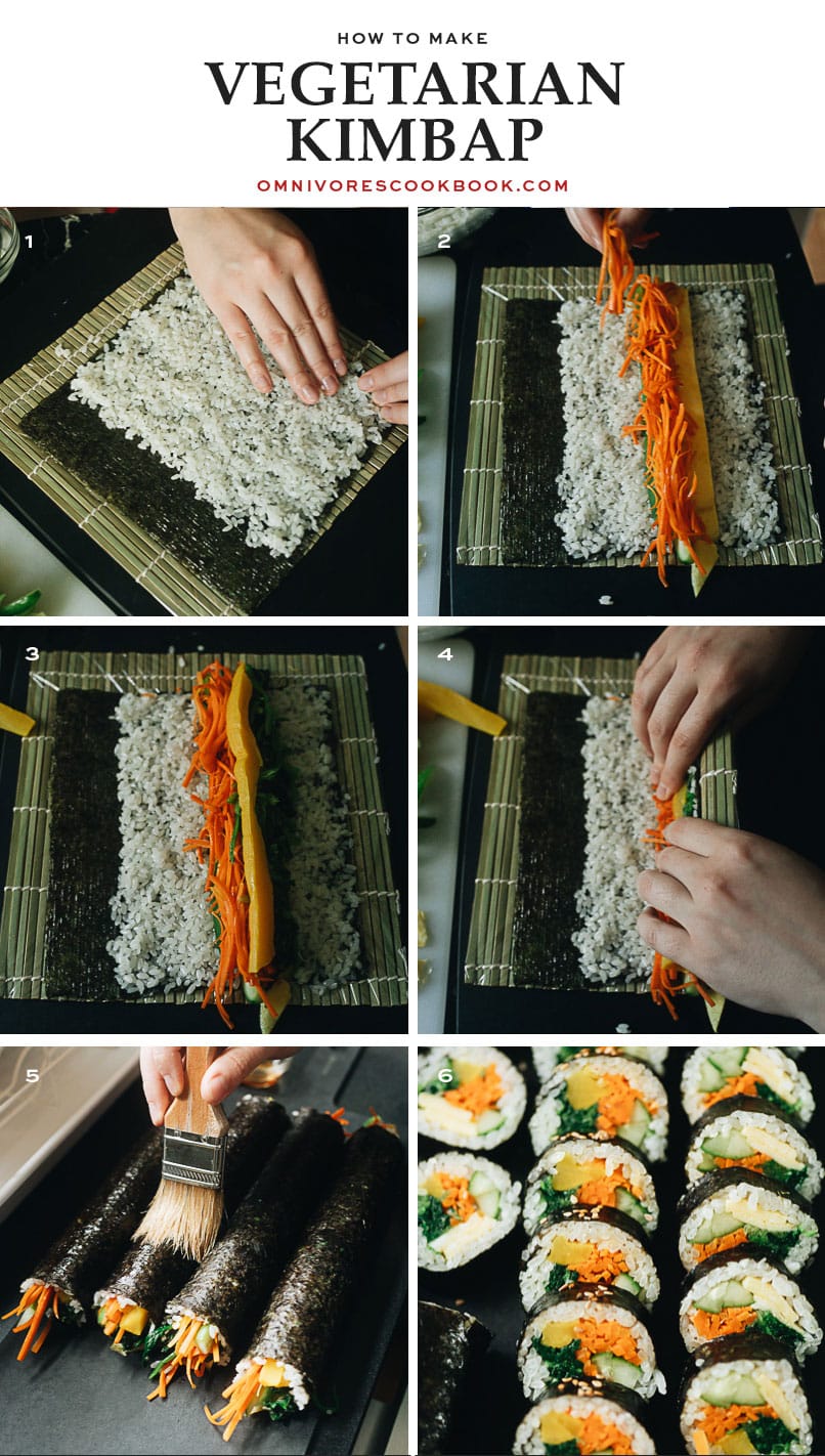 Rolling process (how to make) vegetarian kimbap
