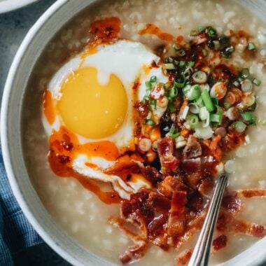 Instant pot breakfast congee close up