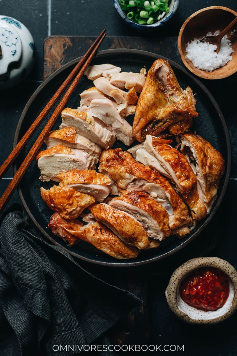 Carved salt baked chicken