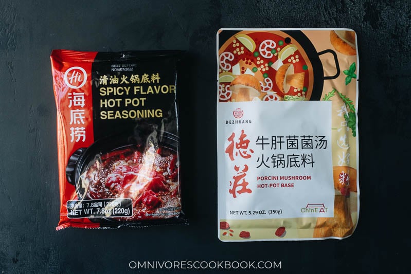 Hot pot bases (spicy and non spicy)