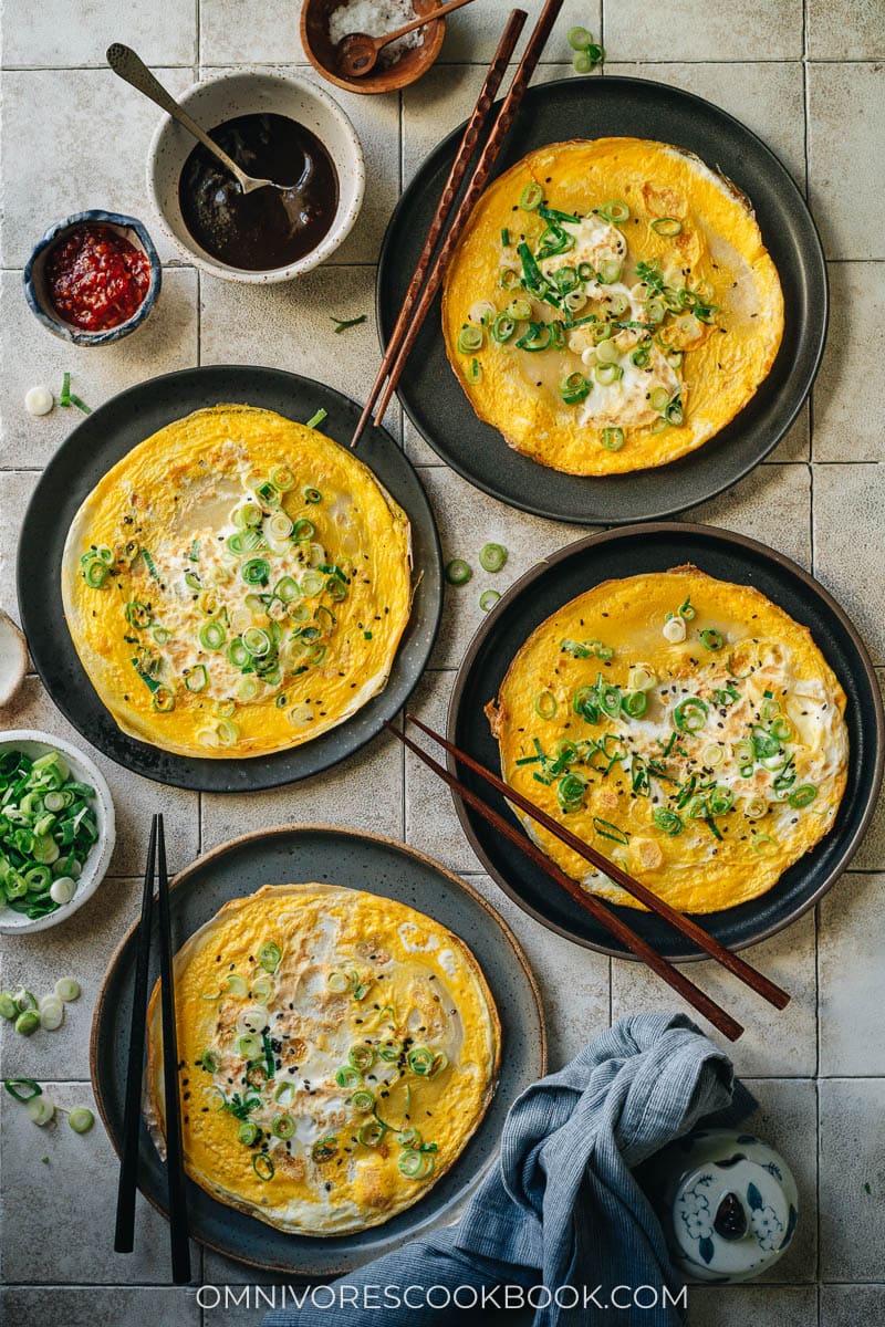Chinese breakfast egg and flour pancakes