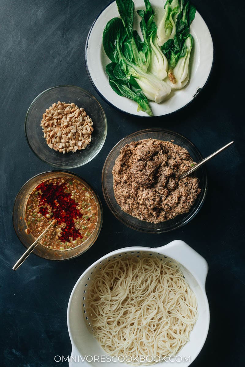 Vegan dan dan noodles ingredients