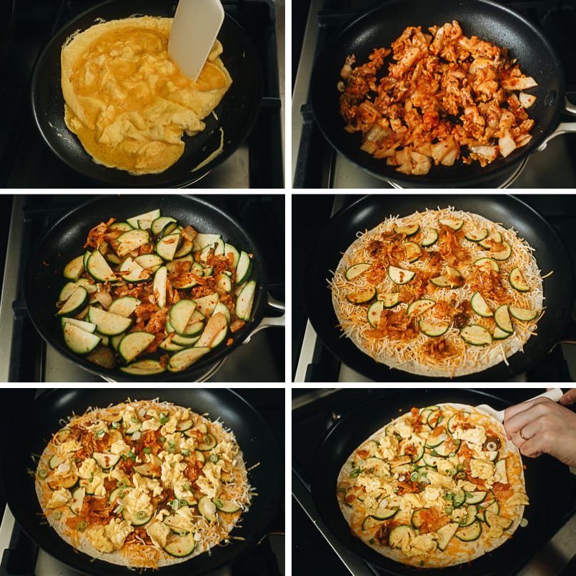 How to make egg and kimchi quesadilla step-by-step