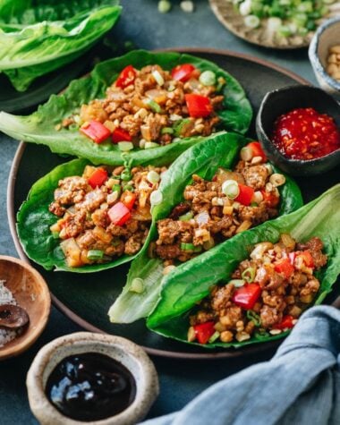 Pork san choy bow close-up