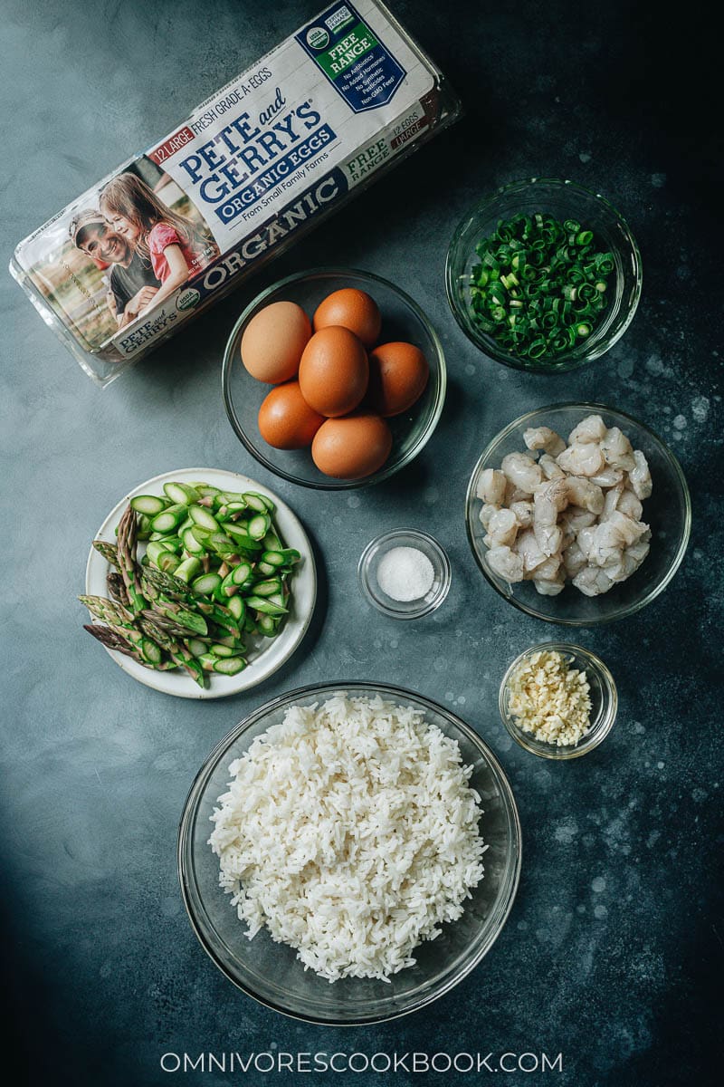 Ingredients for making golden fried rice