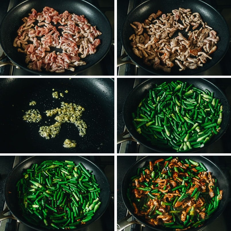 How to make garlic scape stir fry with pork step-by-step