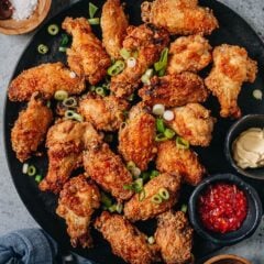Chinese chicken wings are made easy using the air fryer, to create a flavorful taste with juicy crispy texture, just like the ones at the Chinese restaurant. You only need a few pantry ingredients and 5 minutes to put it together. It&rsquo;s also perfect for making ahead. {Gluten-Free Adaptable}