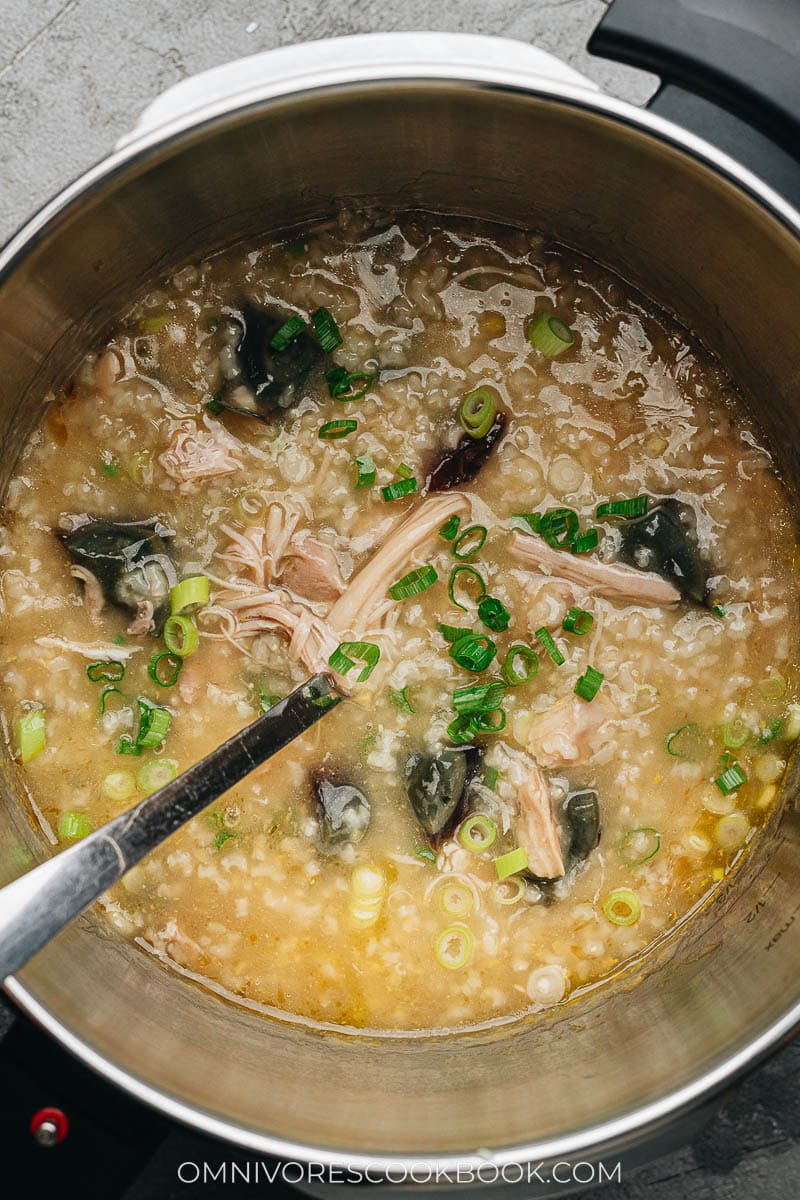 Homemade century egg congee with chicken