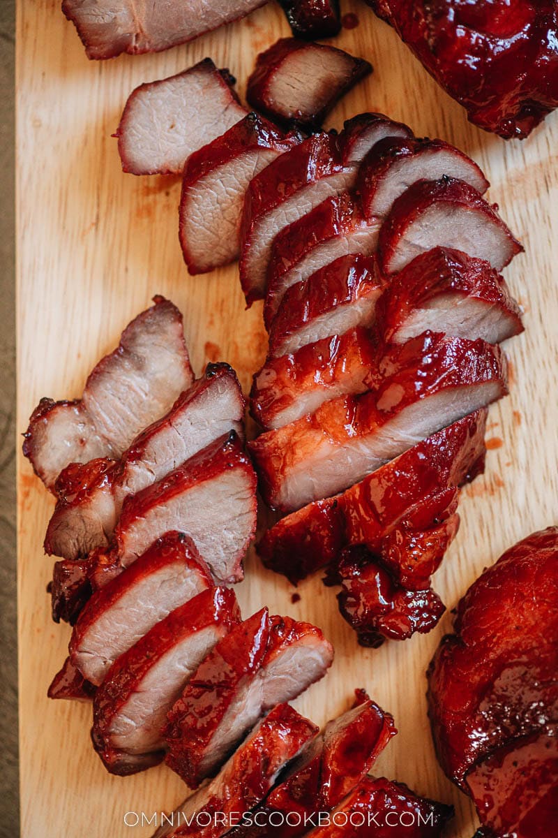 Air fryer char siu pork close up