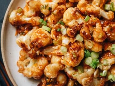 Pan fried cauliflower with orange sauce