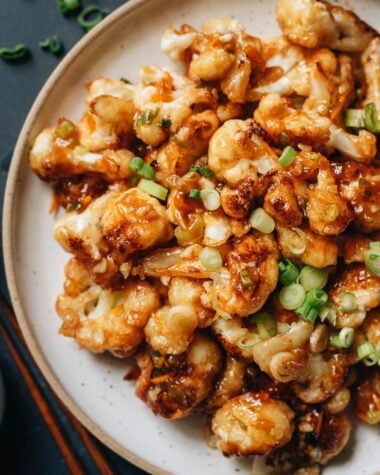 Pan fried cauliflower with orange sauce