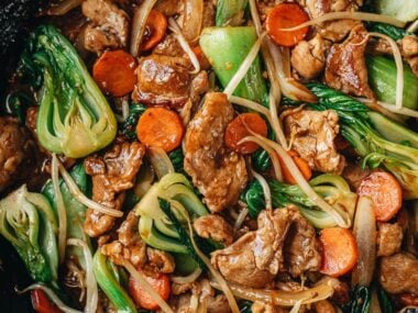Pork chop suey close up
