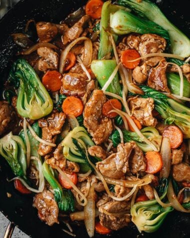 Pork chop suey close up
