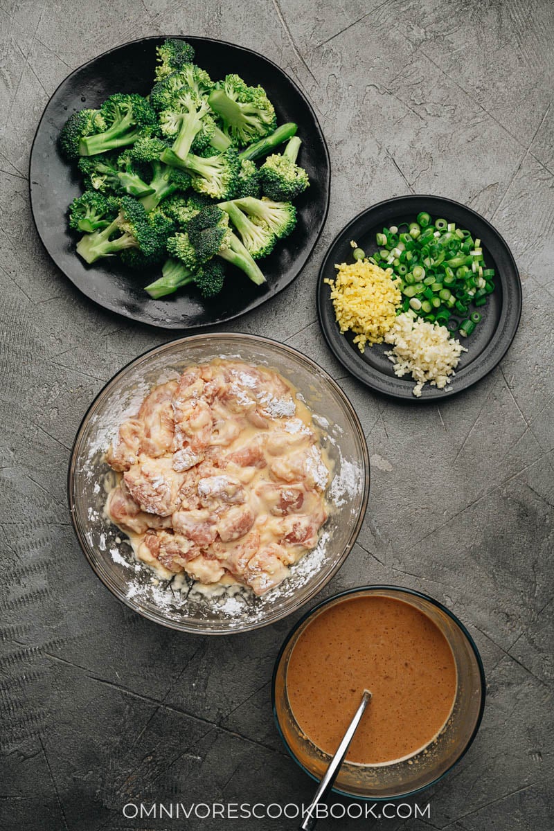Ingredients for making peanut butter chicken