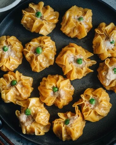 Cantonese shu mai served close up