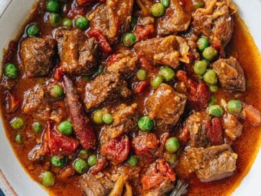 Instant Pot curry beef stew close up