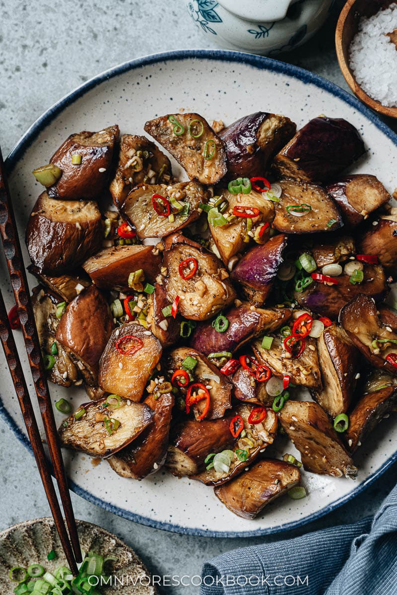 Air fryer eggplant close up