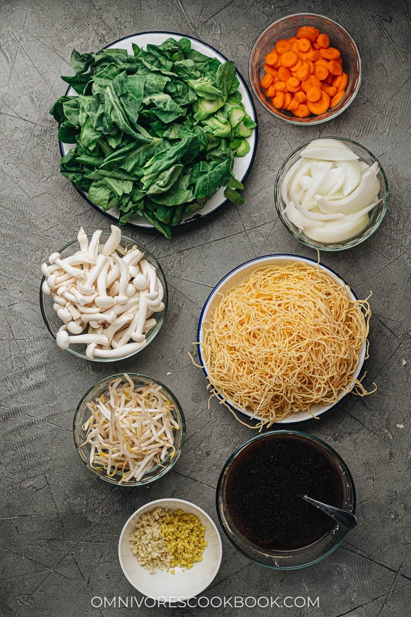 Vegetable pan fried noodles ingredients