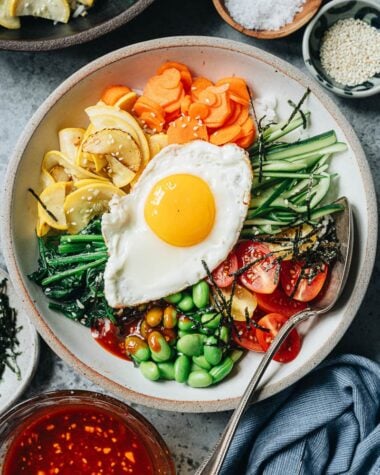 Colorful vegetable Korean rice bowl