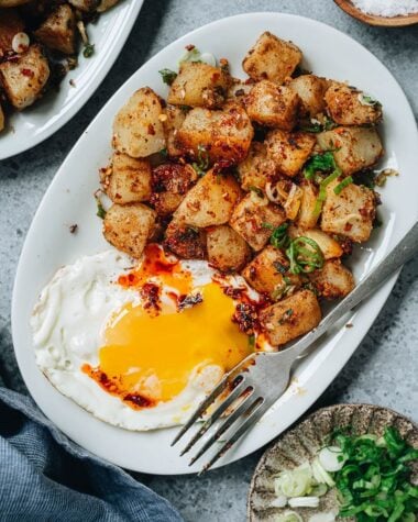 Chinese sauteed potato with runny egg