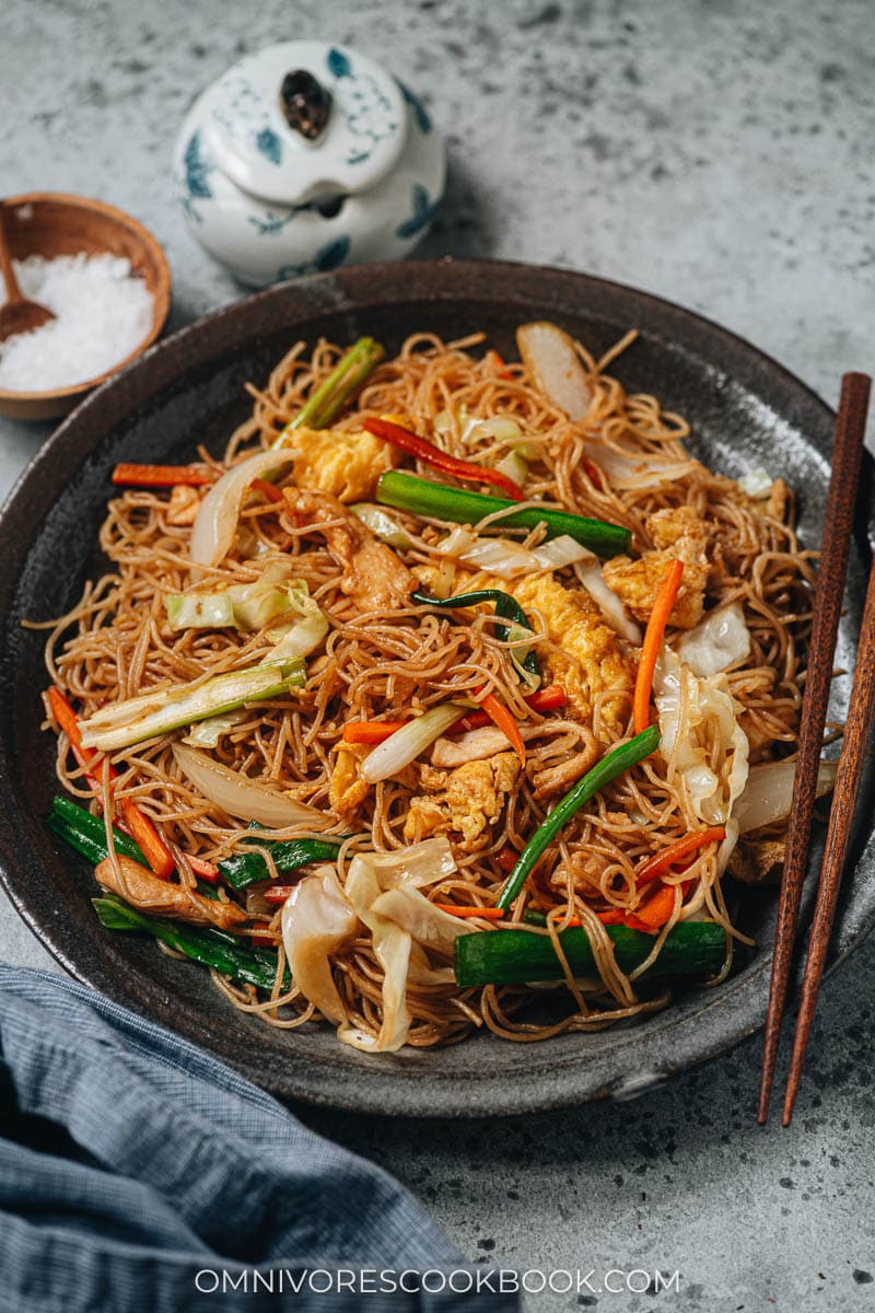 Homemade chicken mei fun