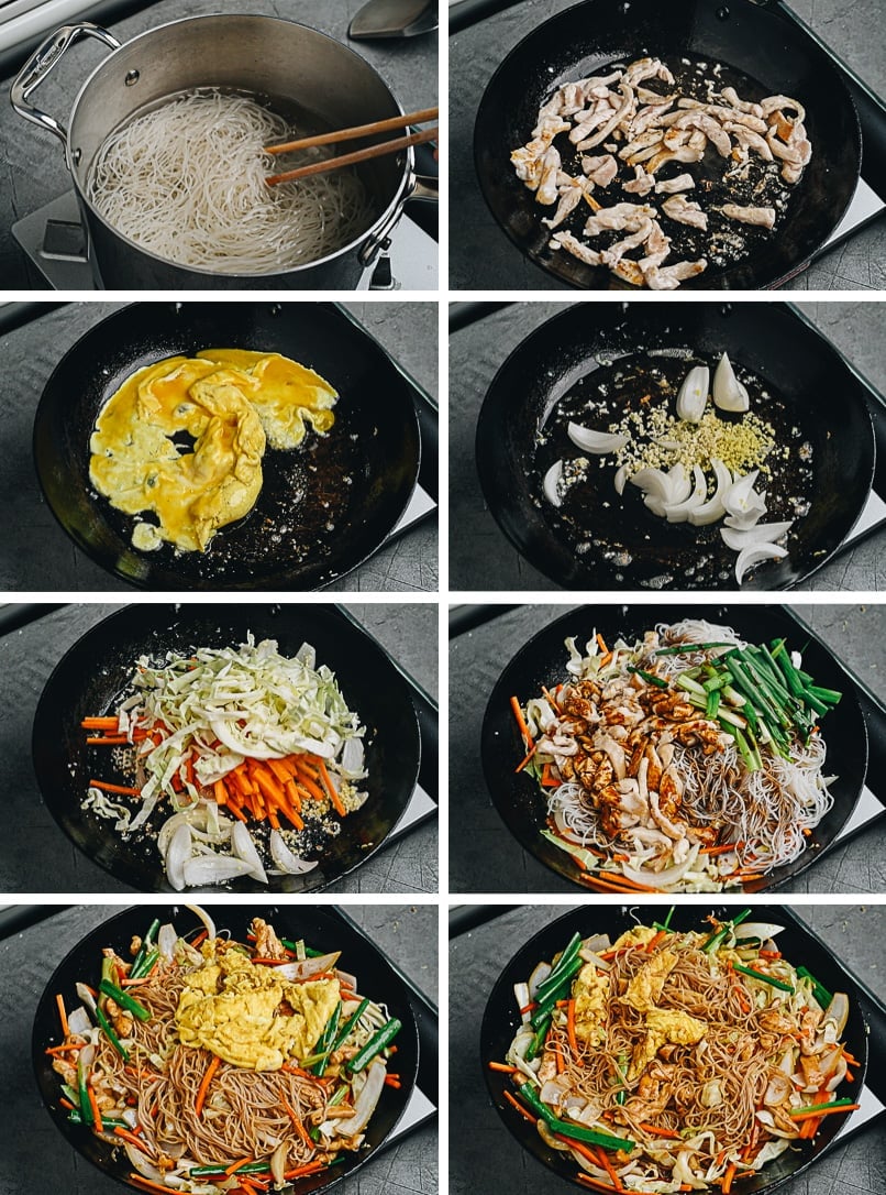 How to cook chicken mei fun step-by-step