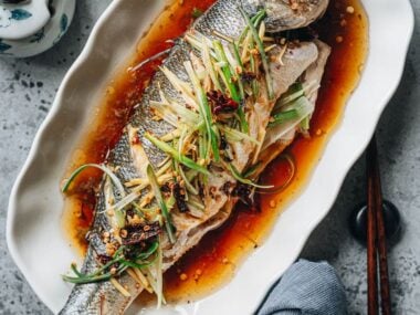 Qing Zheng Yu served on a plate