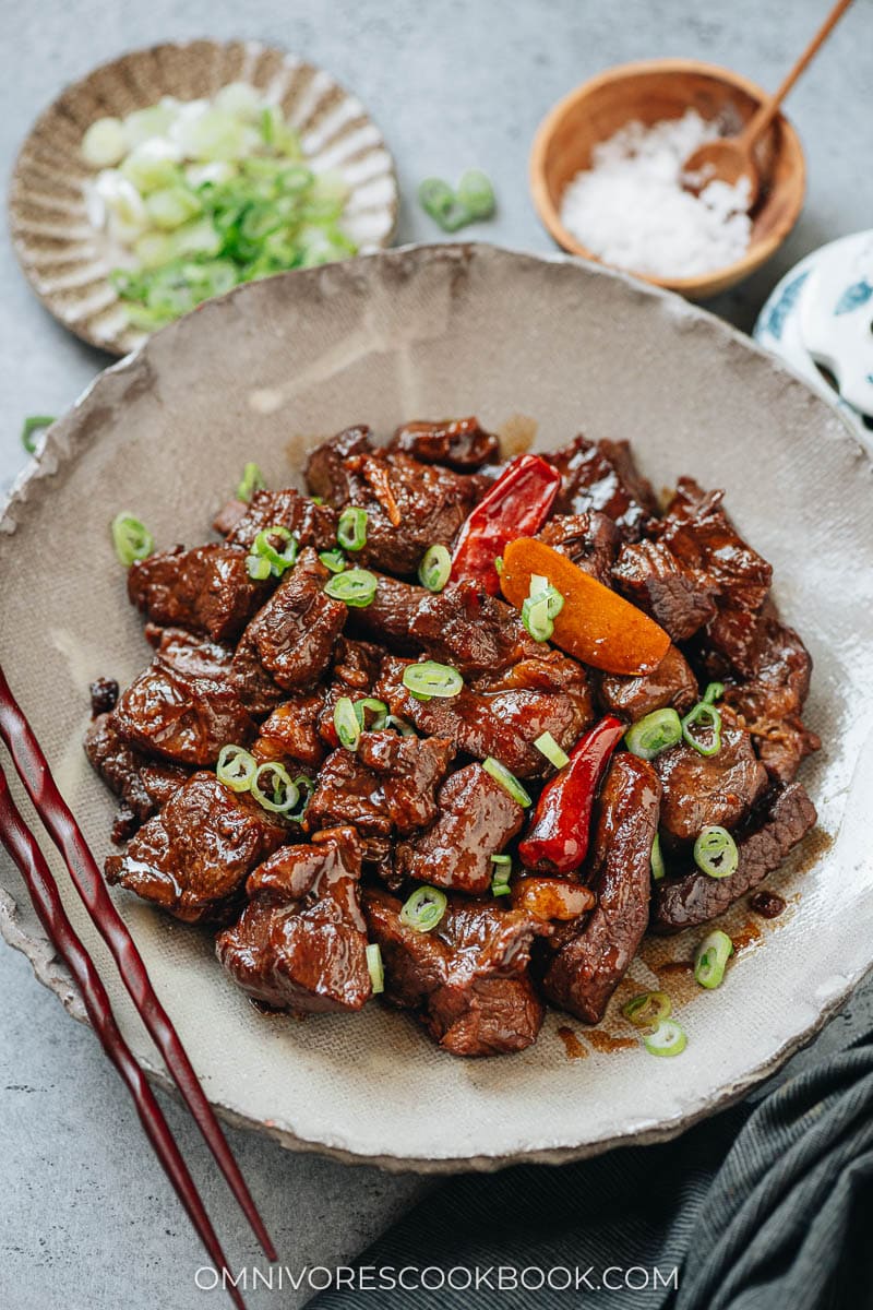 Red braised lamb in a plate