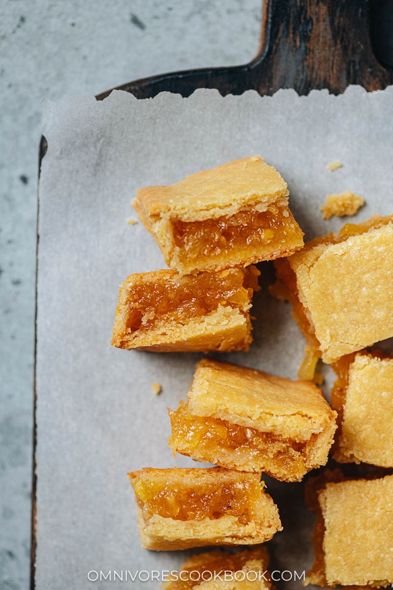 Homemade pineapple cake close up