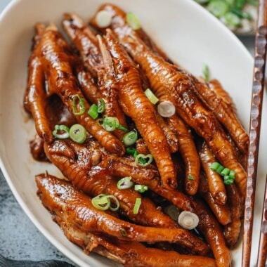 Braised chicken feet in a plate