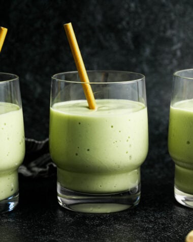 Homemade avocado smoothie close up