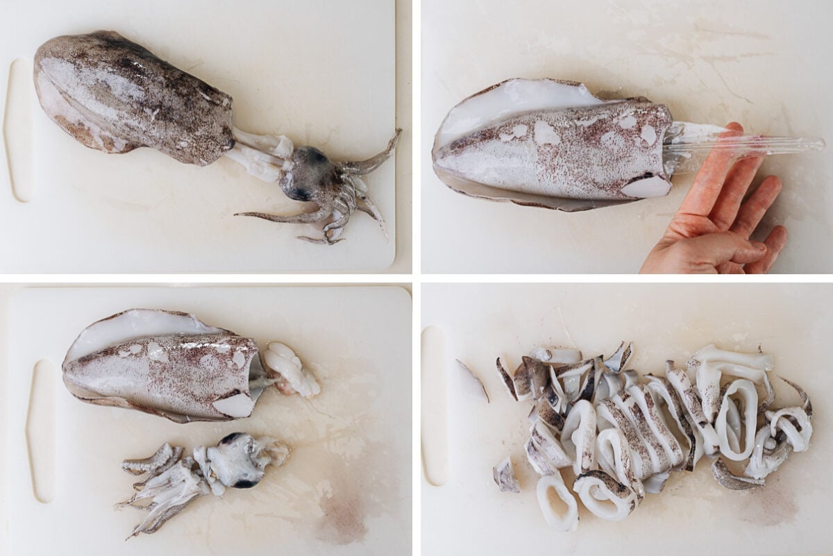How to clean a whole squid