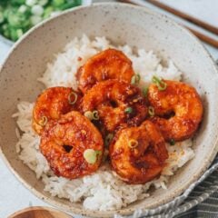 Spicy, garlicky, and sweet all at once, these crispy chili garlic shrimp will be your new favorite takeout dish at home in your own kitchen!