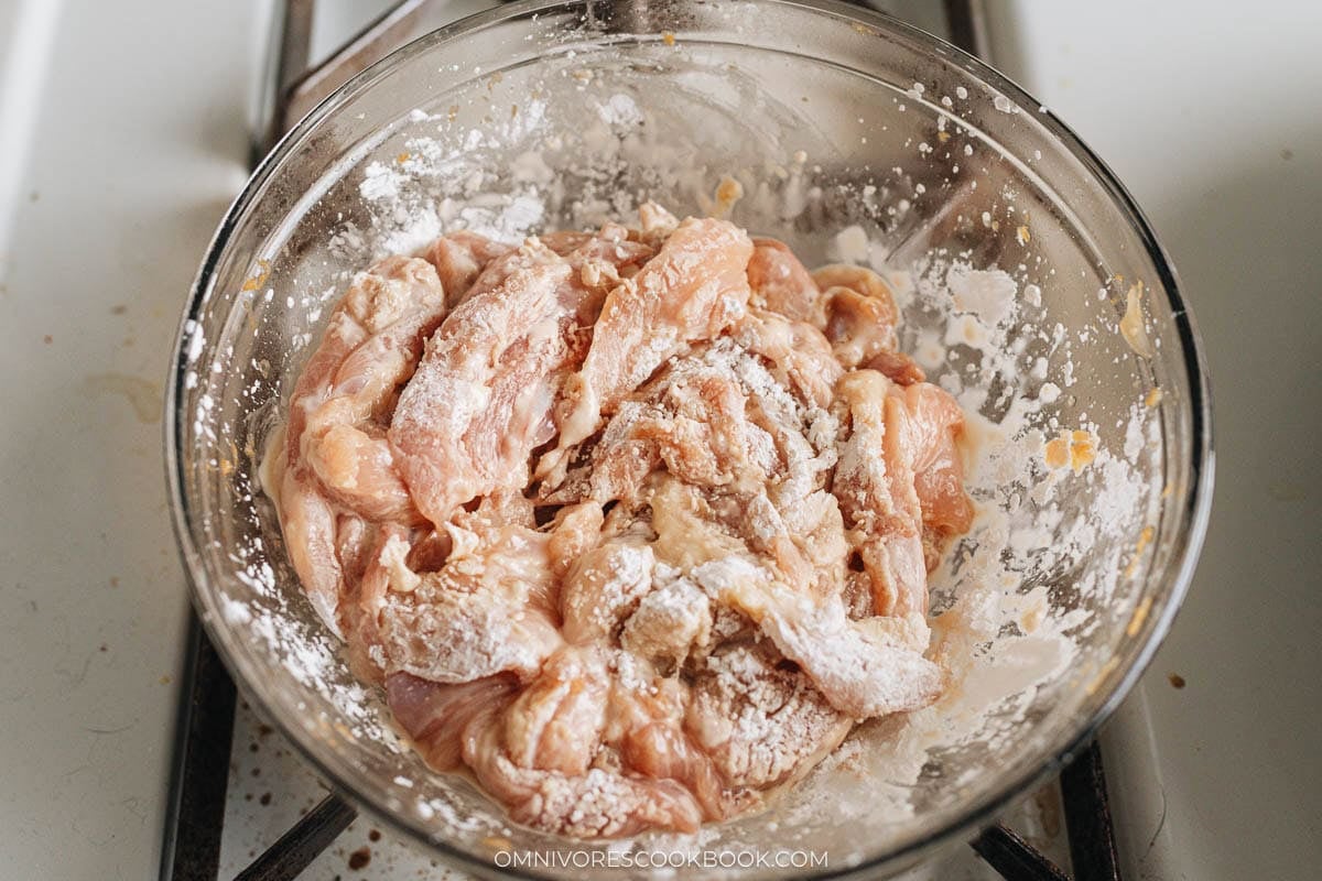 Mixing with cornstarch before cooking