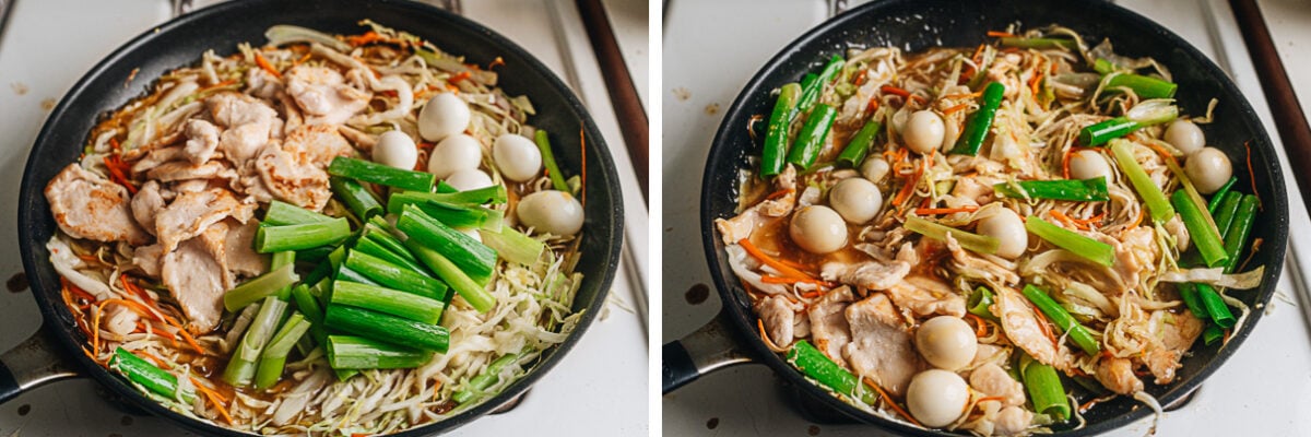 Finish up cooking chicken pan fried noodles