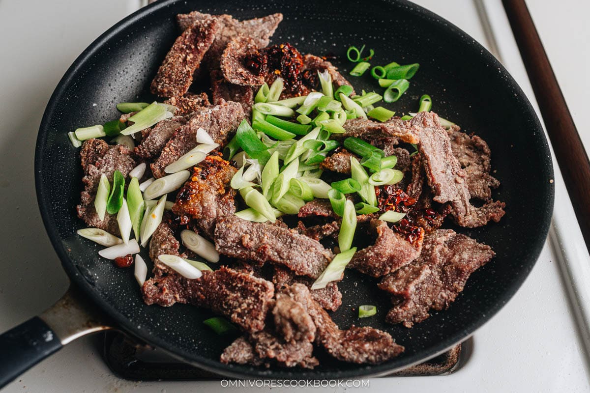 Add scallion and chili crisp