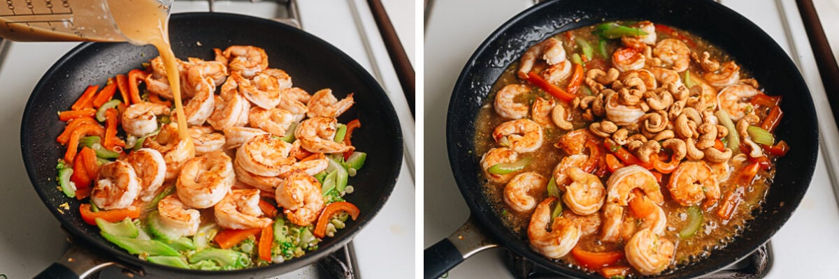 Add the sauce and cashew