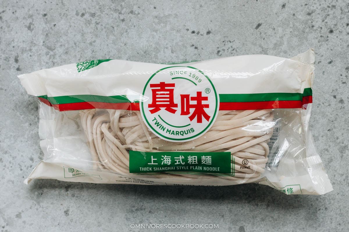 Thick Shanghai style plain noodles in package
