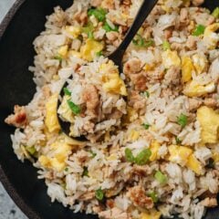 My ginger fried rice uses ground chicken to add richness and texture, working perfectly with the crispy rice that&rsquo;s infused with the warm zesty ginger flavor. It is great either as a side dish or a light one-pan main dish.