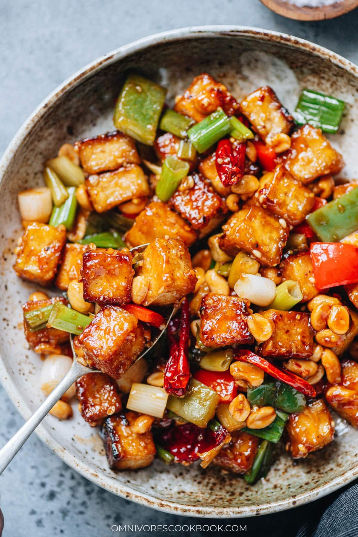 Kung pao tofu closed up
