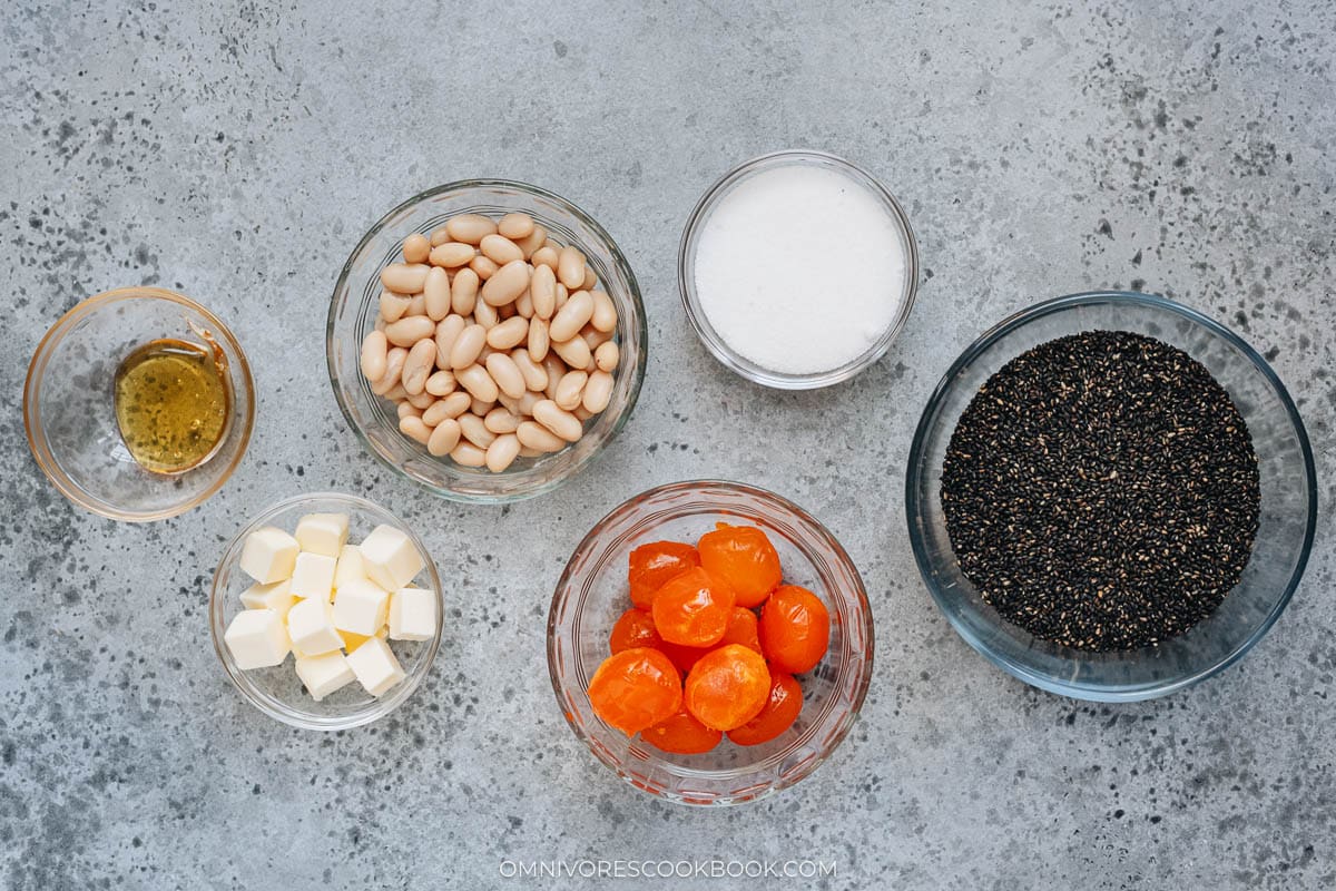 Ingredients for black sesame paste filling