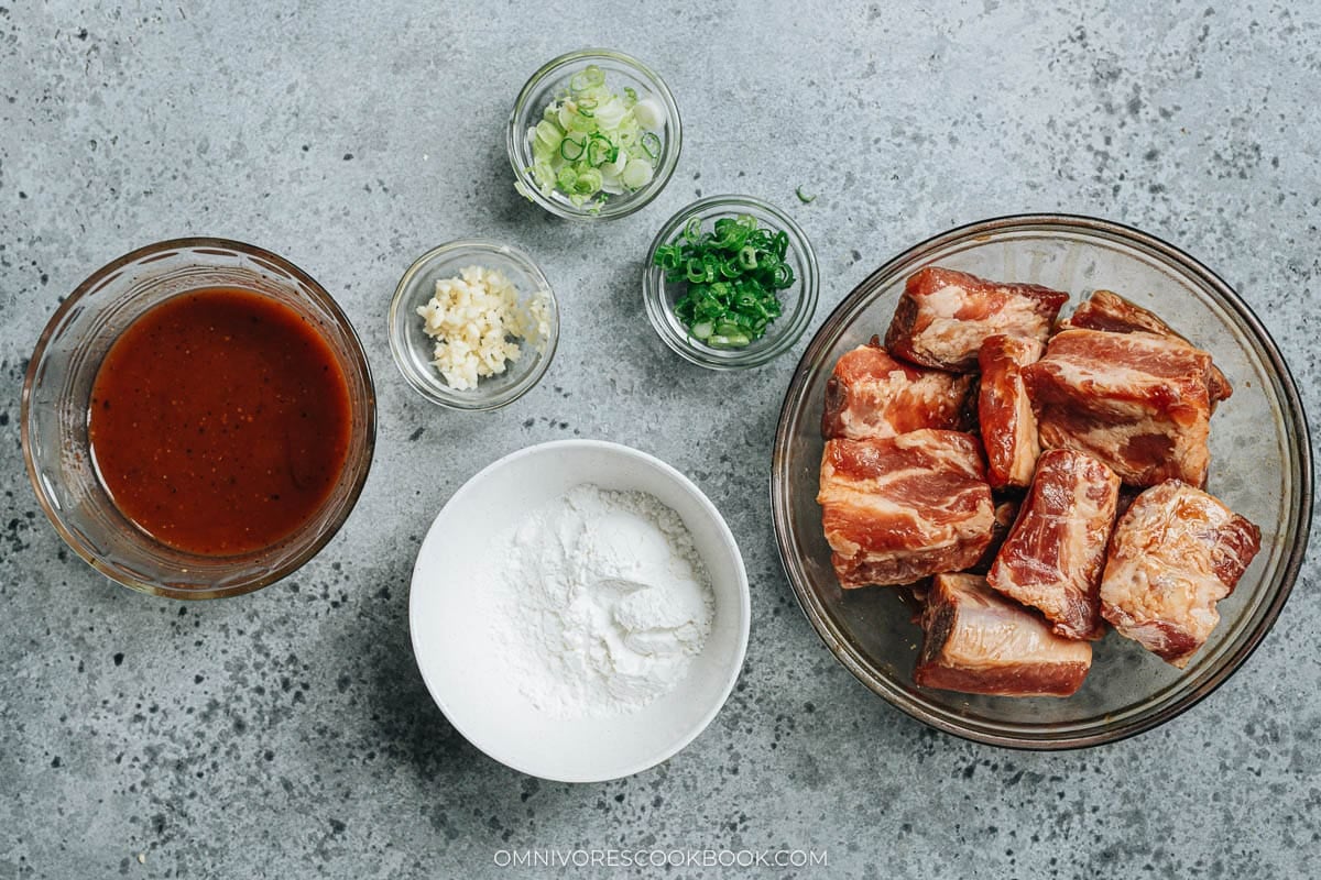 Ingredients for making Peking ribs
