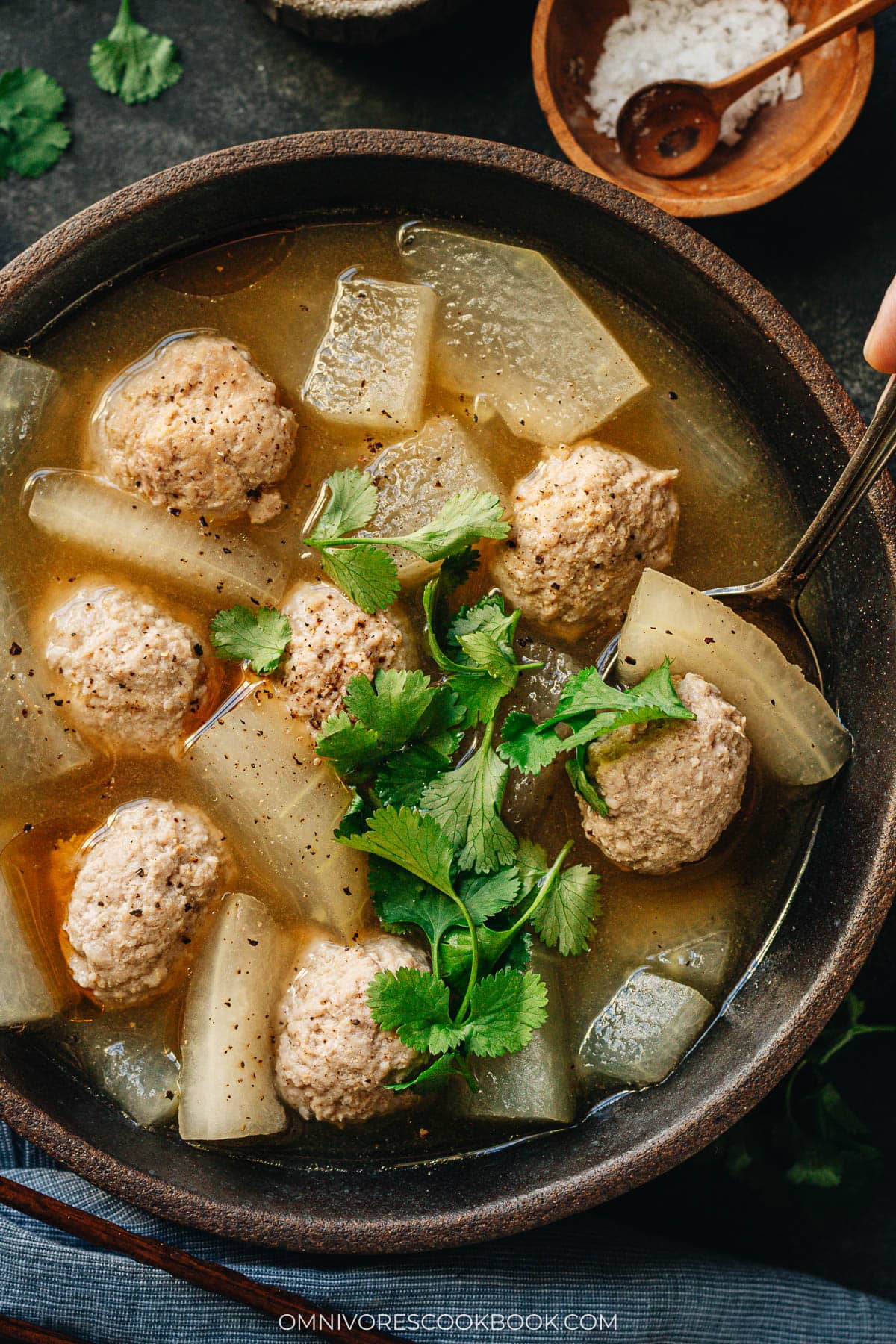 Winter melon and pork meatballs soup