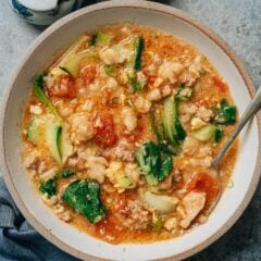 Sharing my grandma&rsquo;s recipe for Ge Da Tang, a Northern Chinese dumpling soup that&rsquo;s hearty, satisfying, and quick to make. The chicken-based broth gets a boost from ground pork, fresh aromatics, and tomatoes, and is served with chewy dough pieces, delicate egg ribbons, and vibrant bok choy. You can&rsquo;t miss this one-pot meal if you like soup!