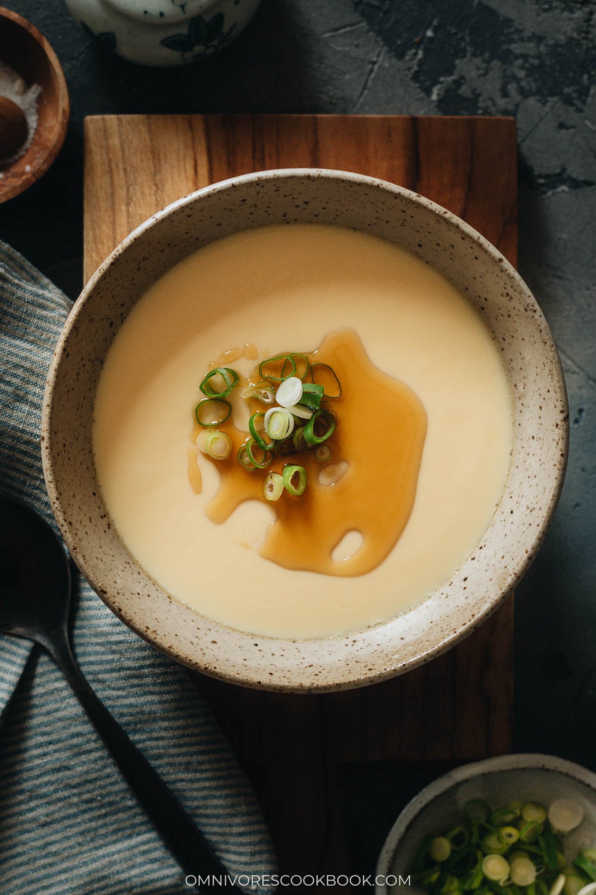 Chinese steamed eggs in a bowl