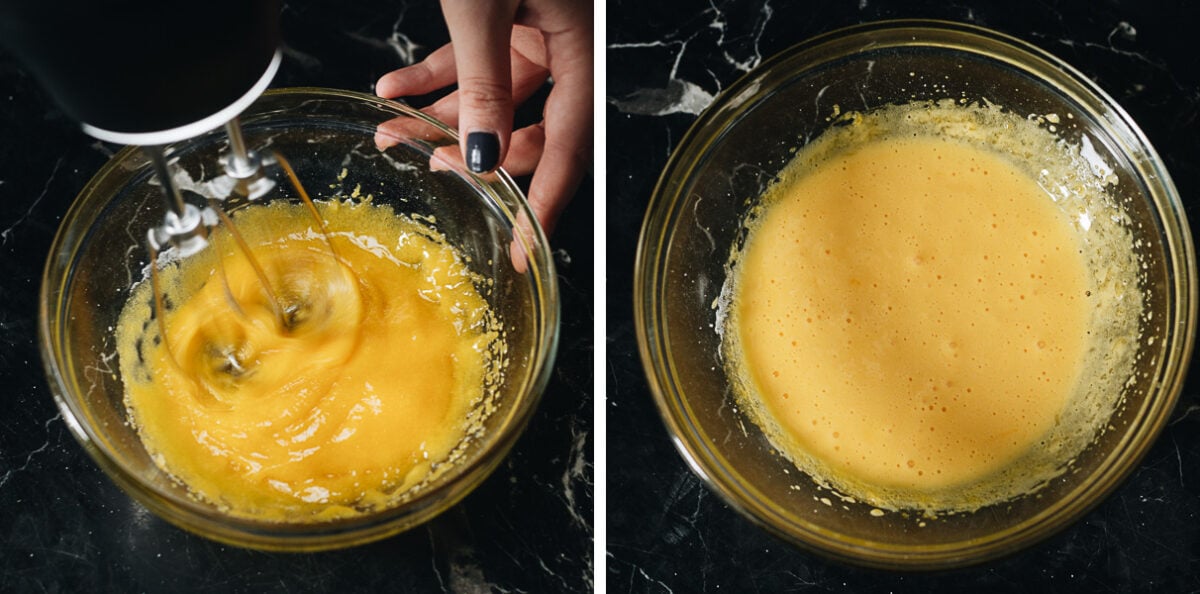 Whisking the egg yolks