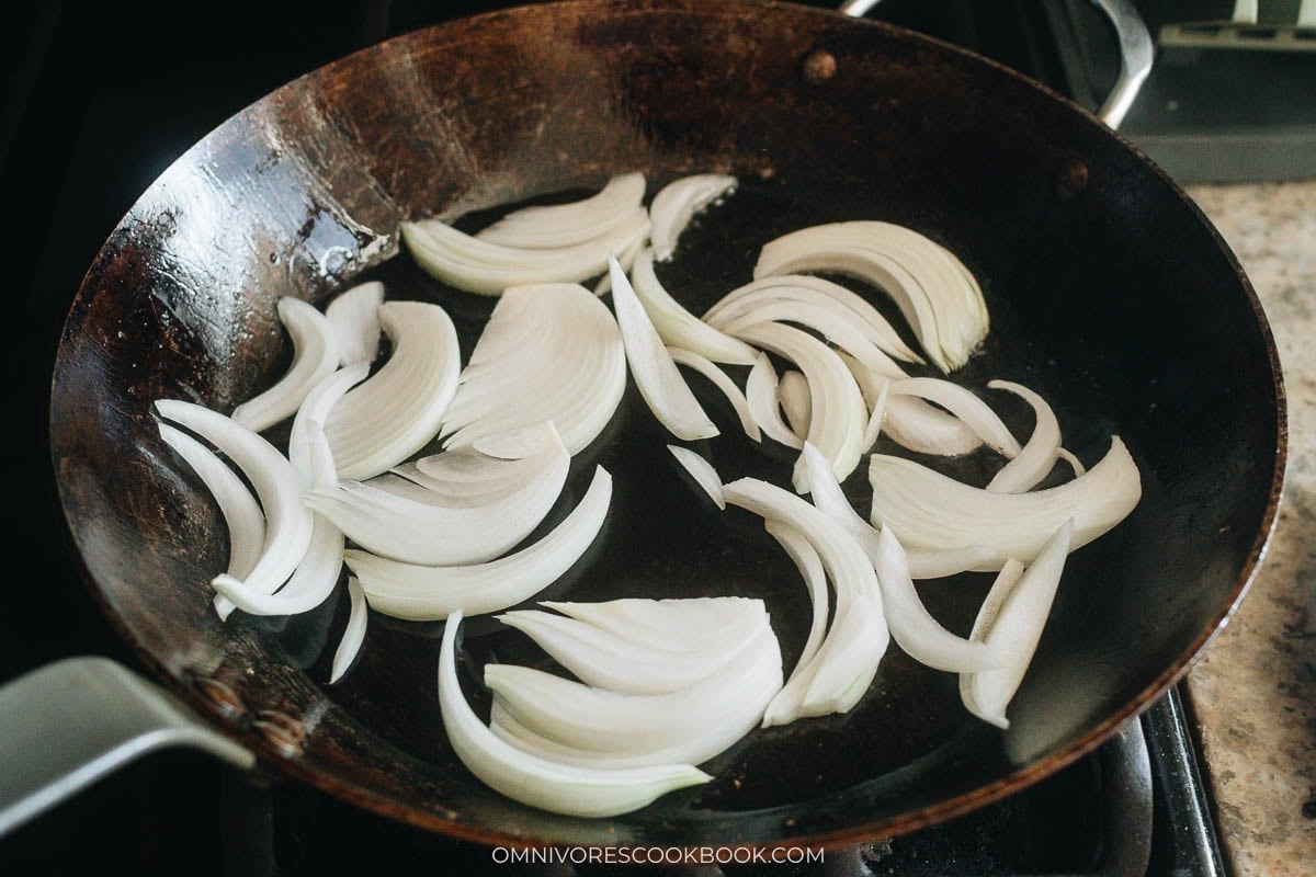 Saute the onions.